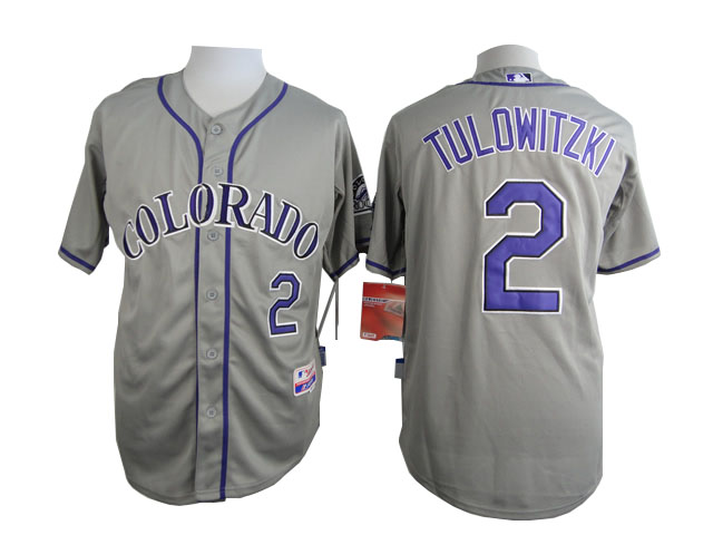 Men Colorado Rockies #2 Tulowitzki Grey MLB Jerseys